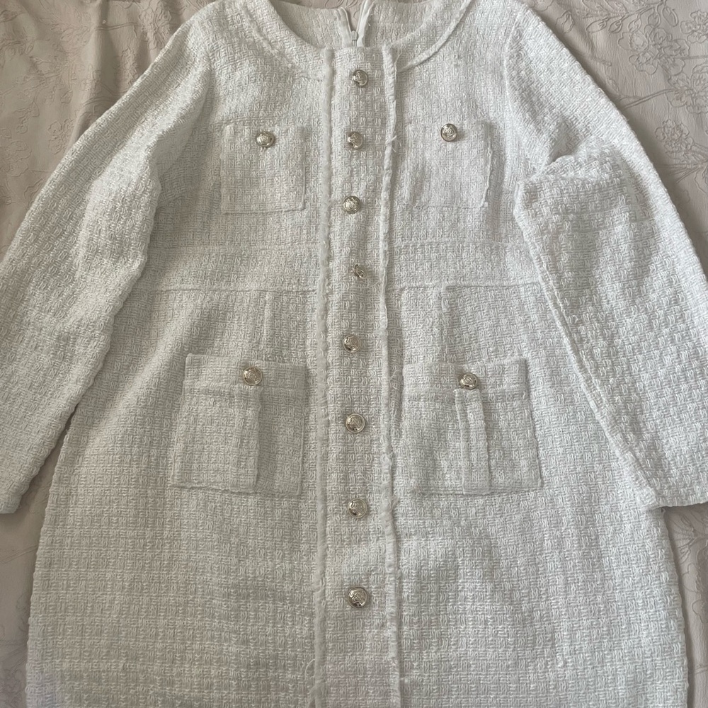 SHEIN White Textured Midi Dress